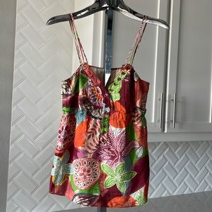 EXCELLENT WALTER DRESSY RESORT CAMI TANK TOP SZ S 100% SILK  FULLY LINED